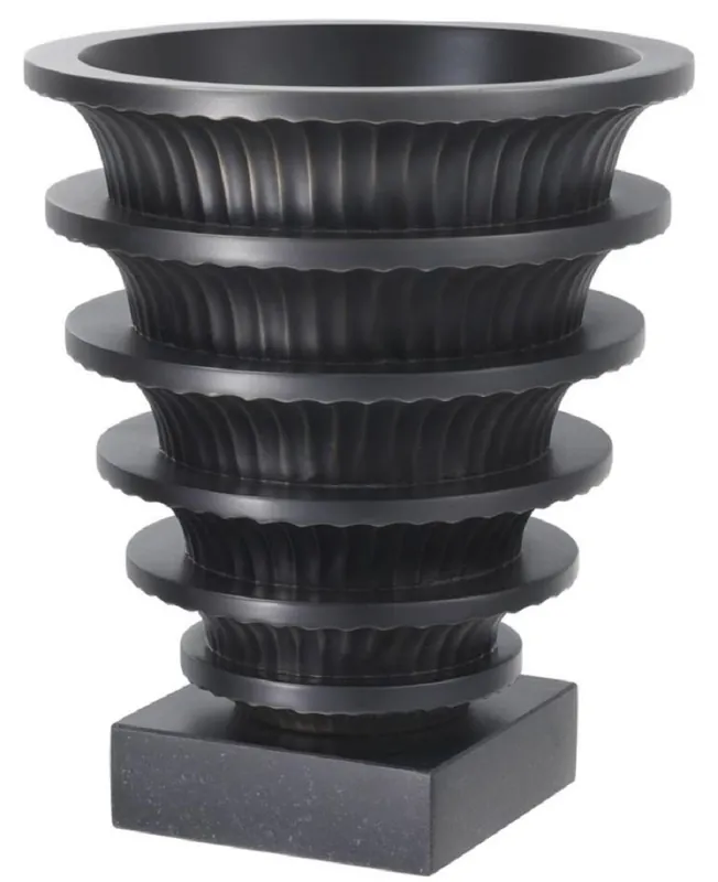 Kracherpreis Casa Padrino vaso in ottone di lusso con base in granito bronzo / nero Ø 19 x H. 22,3 cm - Soggiorno Deco