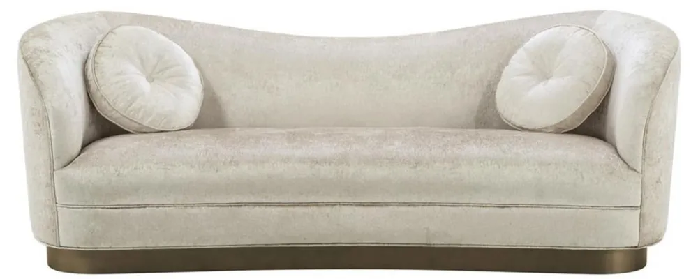 Casa Padrino divano da salotto di lusso bianco-beige / bronzo 230 x 85 x H. 82 cm - Divano Curvo di Lusso con 2 Cuscini Decorativi Bestpreis