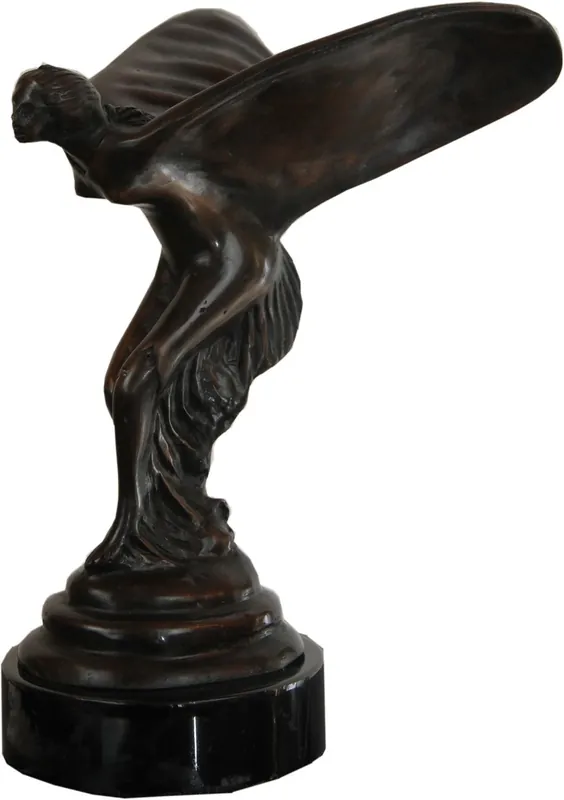 Finale Aktion Casa Padrino Scultura in Bronzo di Lusso Signora con le Ali Bronzo / Nero 15 x 17 x H. 21 cm - Figura di Bronzo Nobile con Base in Marmo