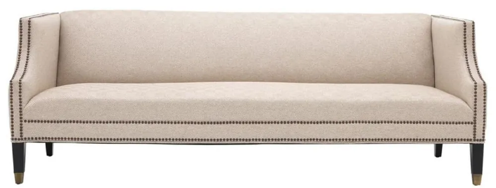 Casa Padrino sofà di lusso sabbia / nero / ottone anticato 210 x 80 x H. 75 cm - Mobili per Soggiorno Solange Der Vorrat Reicht