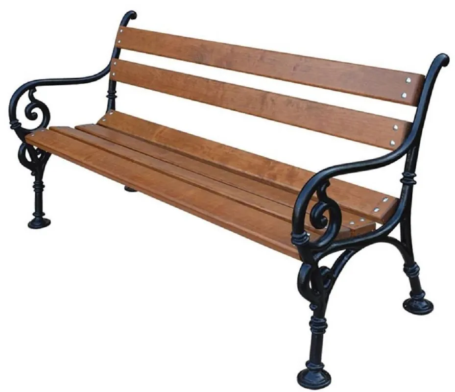 Casa Padrino Panca da Giardino Art Nouveau con Braccioli Marrone / Nero 180 x 40 x H. 74 cm - Mobili da Giardino Beliebt