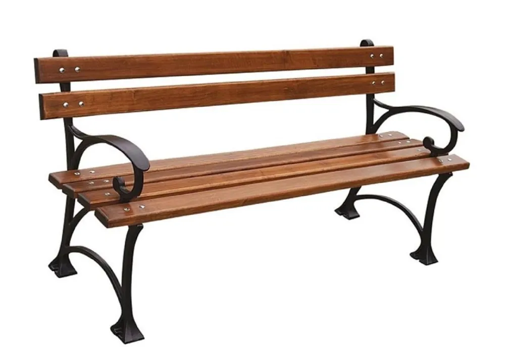 Casa Padrino Panca da Parco Art Nouveau Marrone / Nero 150 x 44 x H. 73 cm - Panca da Giardino con Braccioli - Mobili da Giardino Top-Preis