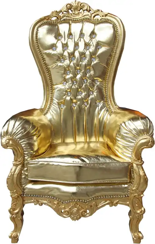 Trombettina da donna barocca Casa Padrino Tracolla Majestic media pelle oro / oro con strass Bling Bling - Poltrona gigante - Trono Chair Tron Echt