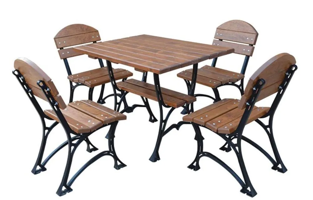 Jetzt Bestellen Casa Padrino Set di Mobili da Giardino Art Nouveau Tavolo e 4 Sedie Marrone / Nero 100 cm - Qualità di Lusso