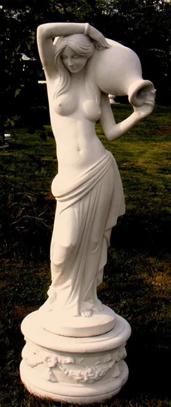 Casa Padrino Scultura Gargoyle Art Nouveau Donna con Brocca Grigio Bianco 44 x 33 x H. 120 cm - Figurina Deco da Giardino Sichere Zahlung
