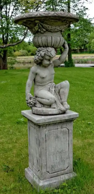 Sonderaktion Casa Padrino Art Nouveau Decorazione da Giardino Vaso da Fiori con Scultura Grigio Ø 60 x H. 89 cm - Magnifico Vaso da Fiori