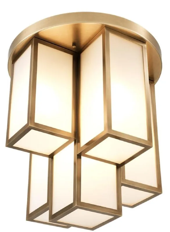 Bestpreis Casa Padrino lampada di copertura di lusso ottone antico / bianco Ø 50 x H. 53,5 cm - Qualità di Lusso
