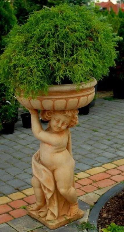 Top-Angebot Casa Padrino Vaso da Fiori Art Nouveau con Scultura Beige Ø 50 x H. 86 cm - Decorazione da Giardino