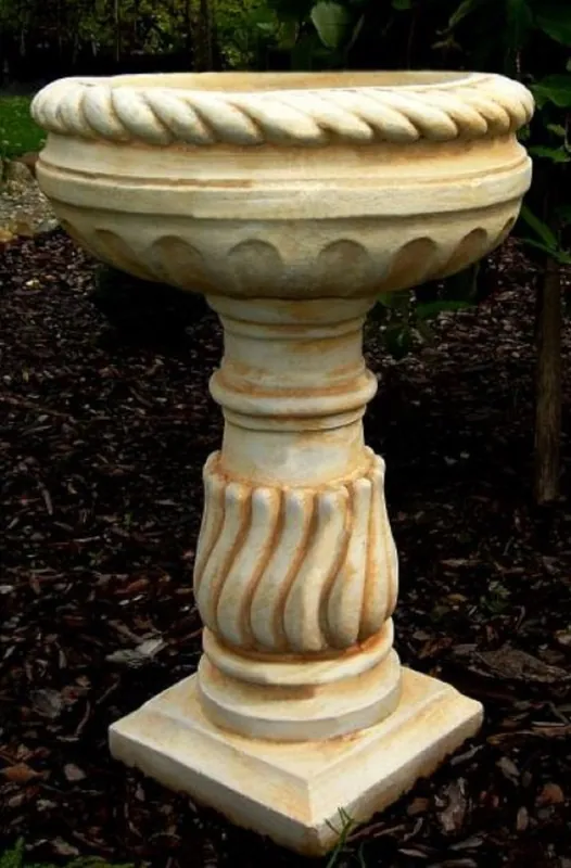 Casa Padrino Vaso da Fiori Barocco con Piedistallo Bianco / Beige Ø 40 x H. 65 cm - Pot de Plante Rotondo Magnifico in Stile Barocco Garantierte Lieferung