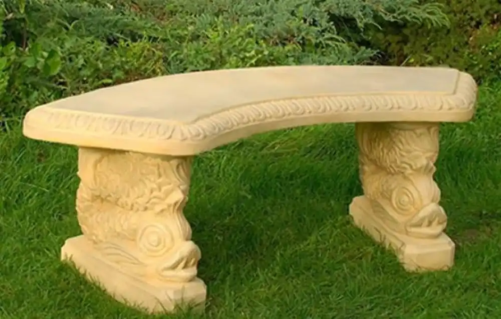 Casa Padrino Panca da Giardino / Panchina da Giardino Sabbia 138 x 45 x H. 49 cm - Panca da Giardino Curva in Stile Orientale - Mobili da Giardino Preisreduziert