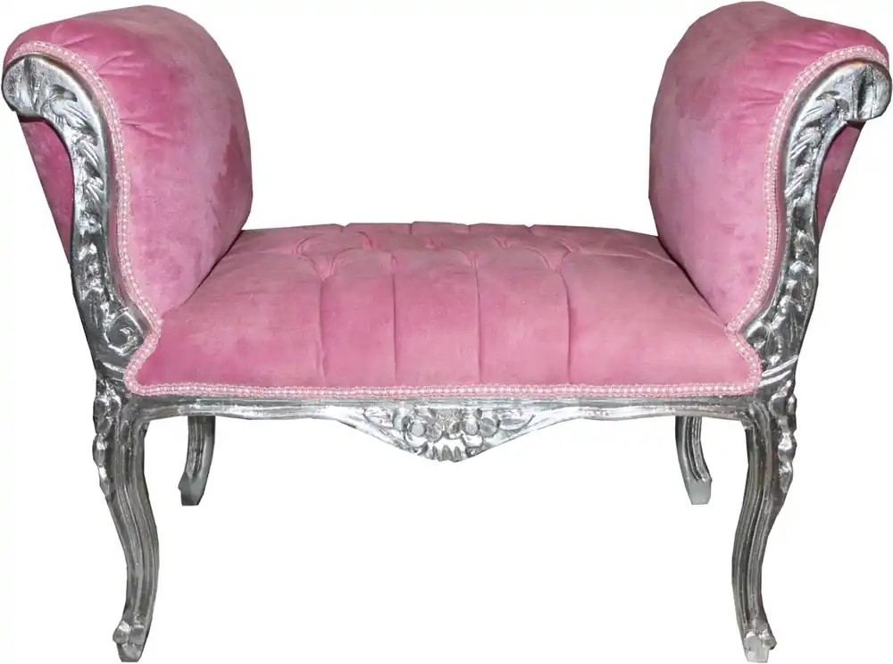 Neue Ware Sgabello barocco Casa Padrino Pink / Silver - Panca barocca