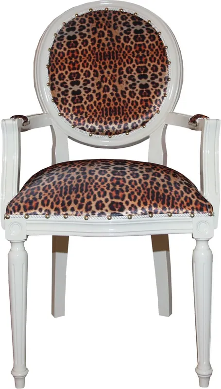 Finale Aktion Sedia da pranzo in stile barocco Casa Padrino con leopardo / crema