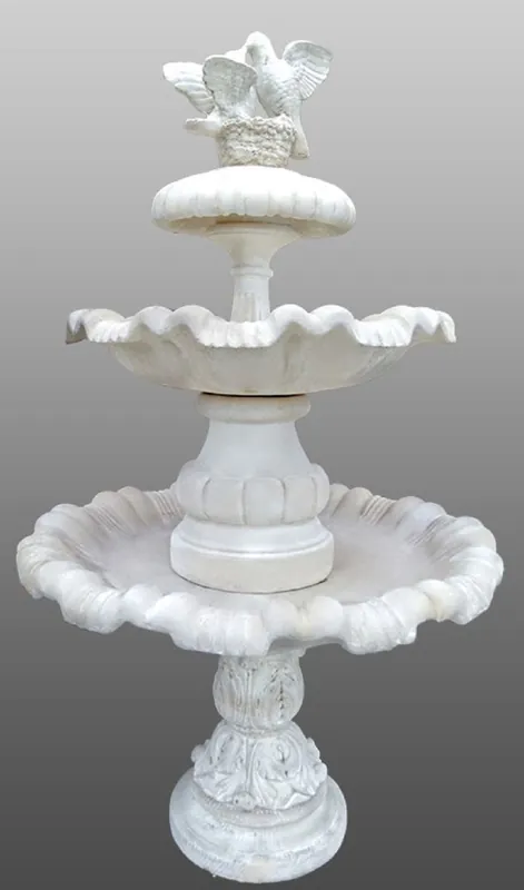 Casa Padrino Fontana / Fontana da Giardino in Stile Barocco con Piccioni Bianco Ø 100 x H. 210 cm - Accessori per Arredo Giardino Markenware