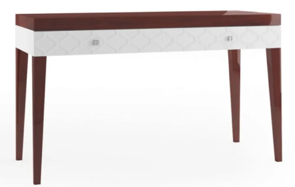 Casa Padrino consolle di lusso con cassetto marrone lucido / bianco 111,2 x 45 x H. 83 cm - Mobili di Lusso Nur Für Kurze Zeit