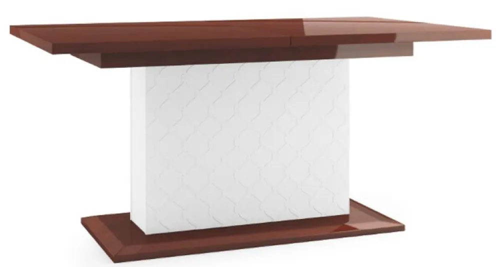 Echt Casa Padrino Tavolo da Pranzo di Lusso Marrone Lucido / Bianco 160-210 x 90 x H. 77 cm - Tavolo da Cucina Moderno Allungabile