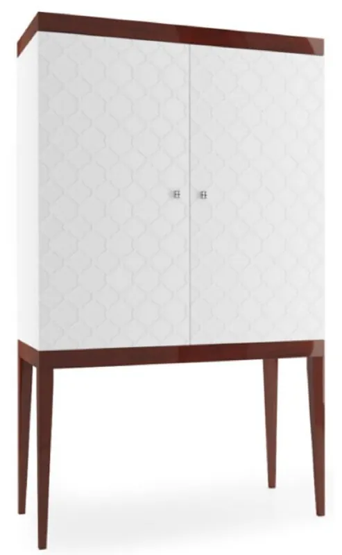 Top-Angebot Casa Padrino gabinetto de bar di lusso con 2 ante bianco / marrone lucido 111,2 x 45 x H. 185 cm - Collezione di Lusso