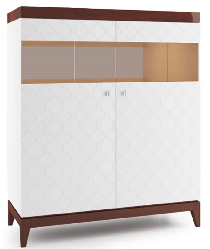 Casa Padrino gabinetto de bar di lusso con 2 ante bianco / marrone lucido 111,2 x 45 x H. 132,8 cm - Collezione di Lusso Solange Der Vorrat Reicht
