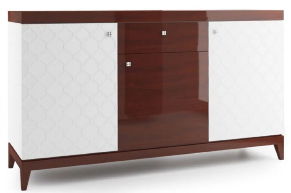 Expressversand Casa Padrino cassettone di lusso con 3 ante e cassetto bianco / marrone lucido 171,4 x 45 x H. 96,6 cm - Arredamento di Lusso