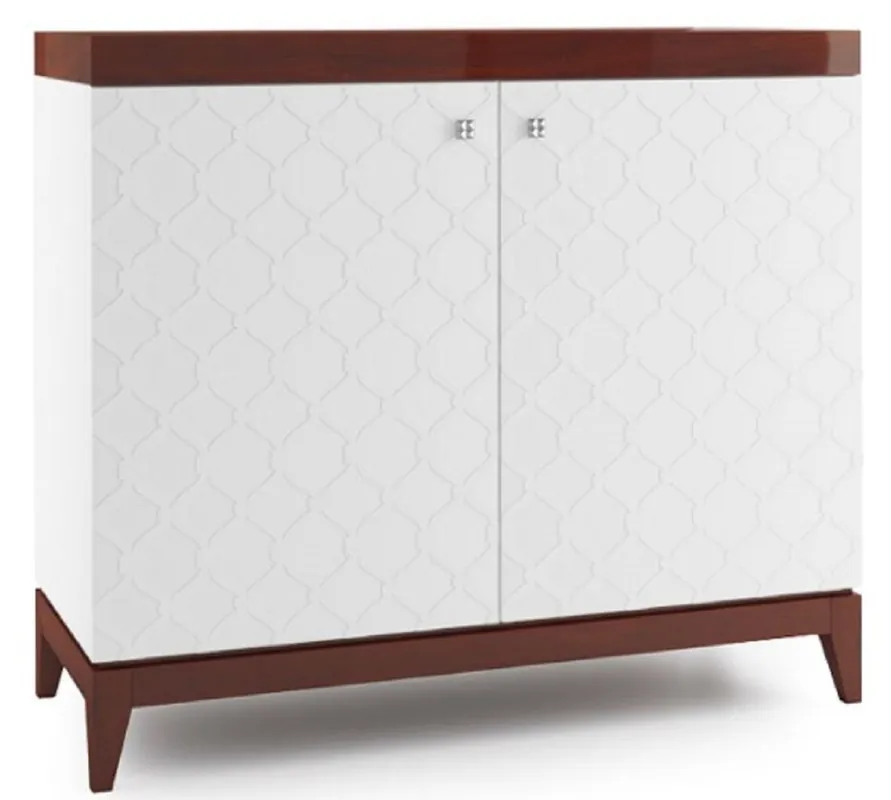 Casa Padrino cassettone di lusso a 2 ante bianco / marrone lucido 111,2 x 45 x H. 96,6 cm - Mobile Soggiorno di Lusso Ausverkauf