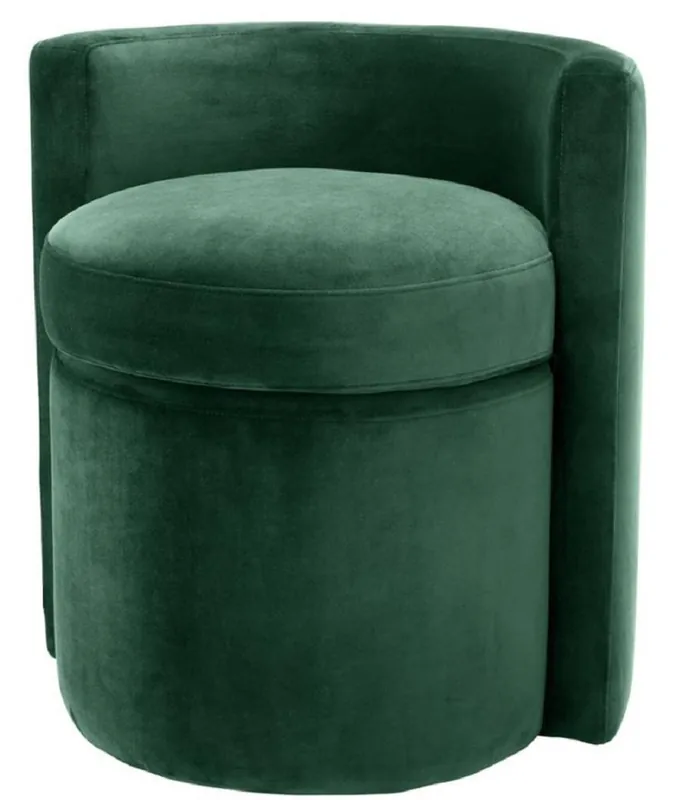 Preisreduziert Casa Padrino Poltrona Design Verde Scuro 61 x 57 x H. 64 cm - Poltrona in Velluto Tondo - Arredamento di Lusso