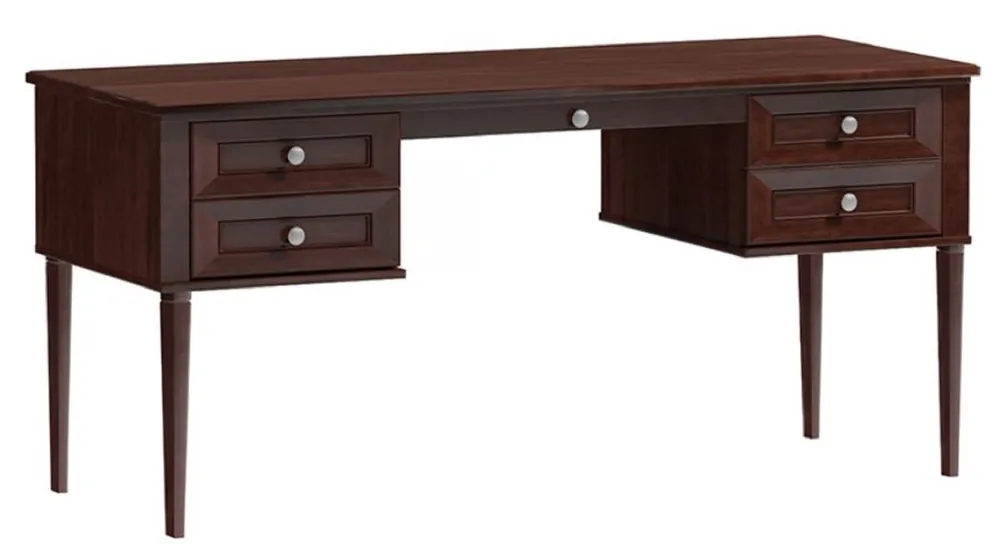 Highlight Casa Padrino Scrivania di Lusso con 4 Cassetti Marrone Scuro / Argento 160 x 65 x H. 76 cm - Arredamento da Ufficio