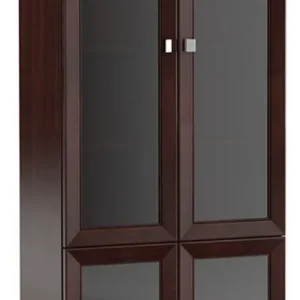 Abverkauf Casa Padrino Armadio Soggiorno di Lusso Marrone Scuro / Argento 90,6 x 44,2 x H. 225,6 cm - Cabinet Mensola Armadio Ufficio con 4 Porte di Vetro