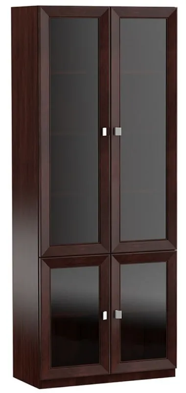 Abverkauf Casa Padrino Armadio Soggiorno di Lusso Marrone Scuro / Argento 90,6 x 44,2 x H. 225,6 cm - Cabinet Mensola Armadio Ufficio con 4 Porte di Vetro