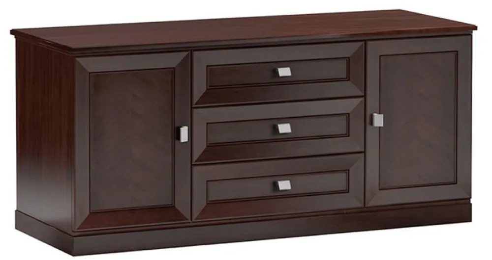 Billig Casa Padrino Armadio Televisione di Lusso con 2 Ante e 3 Cassetti Marrone Scuro / Argento 135 x 44,2 x H. 85,5 cm - Mobili Soggiorno