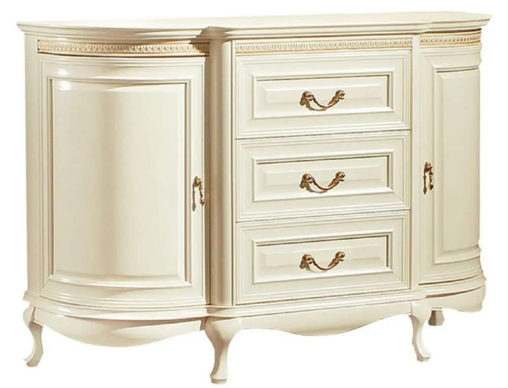 Neue Kollektion Casa Padrino Cassettone Barocco di Lusso Crema / Oro 128,4 x 46,5 x H. 87,7 cm - Magnifico Cassettone con 2 Ante e 3 Cassetti - Qualità di Lusso