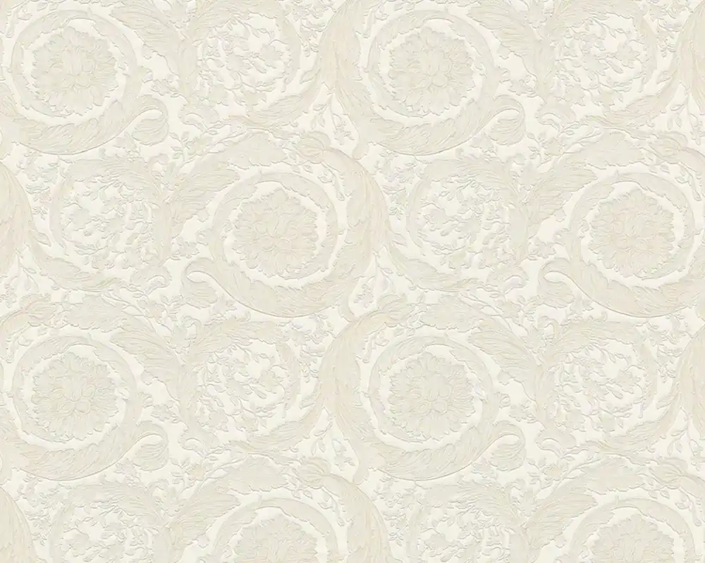 Versace Carta da Parati in Raso Barocco Design Fiori di Barocco 935834 Bianco - Carta da Parati Design - Accessori Deco Sonderaktion