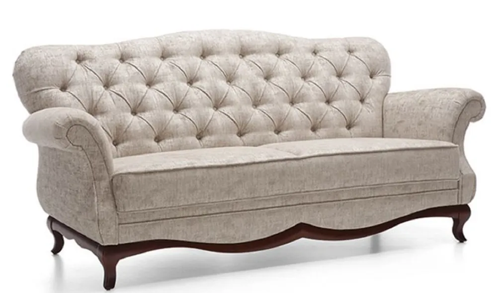 Casa Padrino Divano da Salotto Chesterfield Art Deco di Lusso Greige / Marrone Scuro 206 x 90 x H. 98 cm - Mobili Soggiorno Schnäppchen