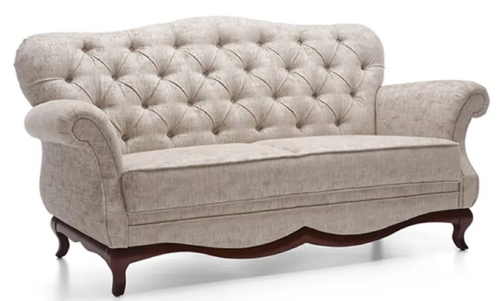 Casa Padrino Divano da Salotto Chesterfield Art Deco di Lusso Greige / Marrone Scuro 172 x 90 x H. 98 cm - Mobili Soggiorno Geprüft