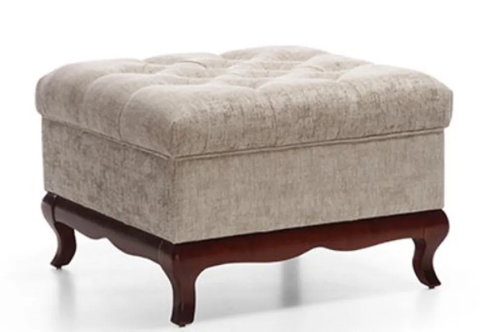 Neue Kollektion Casa Padrino Sgabello Chesterfield Art Deco di Lusso Greige / Marrone Scuro 70 x 70 x H. 47 cm - Mobili Soggiorno