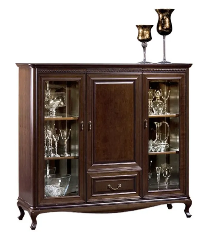 Casa Padrino Armadio del Soggiorno Art Nouveau di Lusso con 3 Porte e Cassetto Marrone Scuro 148,3 x 45,7 x H. 133,2 cm - Qualità di Lusso Preisreduziert