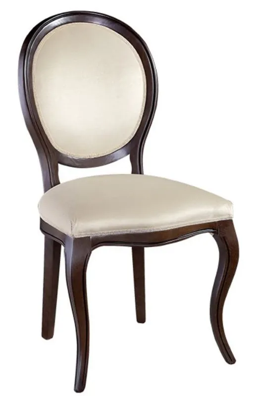 Neuheit Casa Padrino Sedia da Pranzo Art Nouveau di Lusso Marrone Scuro / Crema 51 x 44 x H. 99 cm - Mobili da Sala Barocco e Art Nouveau