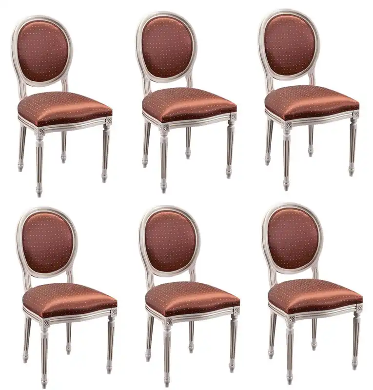 Schnäppchen Casa Padrino Set di Sala da Pranzo Barocco di Lusso Crema / Oro / Arancio 49 x 43,5 x H. 98 cm - 6 Sedie da Pranzo - Mobili da Sala da Pranzo