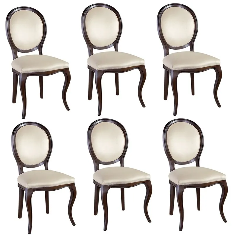 Casa Padrino Set di Sala da Pranzo Art Nouveau di Lusso Marrone Scuro / Crema 51 x 44 x H. 99 cm - 6 Sedie da Pranzo - Mobili da Sala da Pranzo Kracherpreis