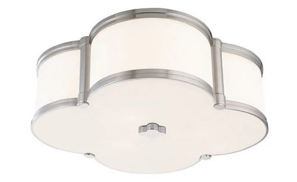 Markenware Casa Padrino lampada di copertura di lusso argento / bianco 42,6 x 42,6 x H. 14 cm - Lampada di Copertura in Forma di Trifoglio - Qualità di Lusso