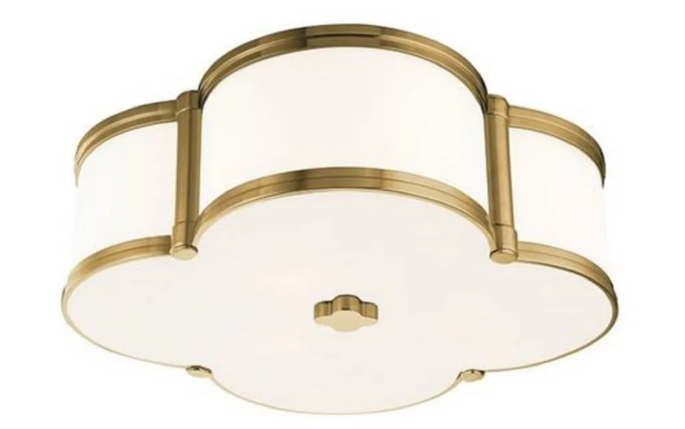 Nur Heute Casa Padrino lampada di copertura di lusso ottone antico / bianco 42,6 x 42,6 x H. 14 cm - Lampada di Copertura in Forma di Trifoglio - Qualità di Lusso