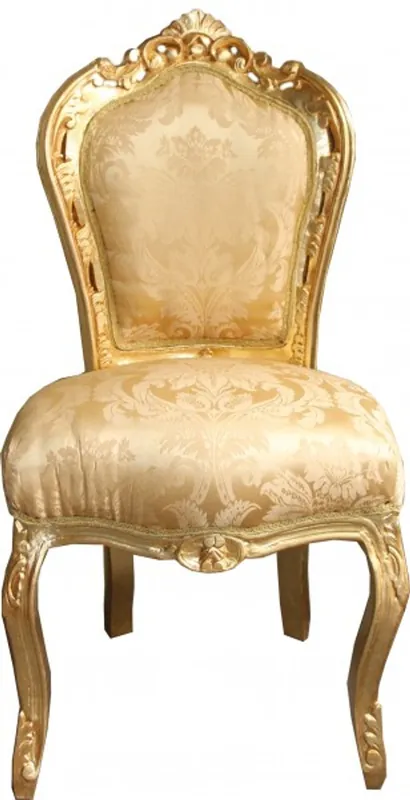 Ausverkauf Casa Padrino Barocco Cena sedia dell'oro disegno floreale / Oro senza braccioli - Mobili antichi
