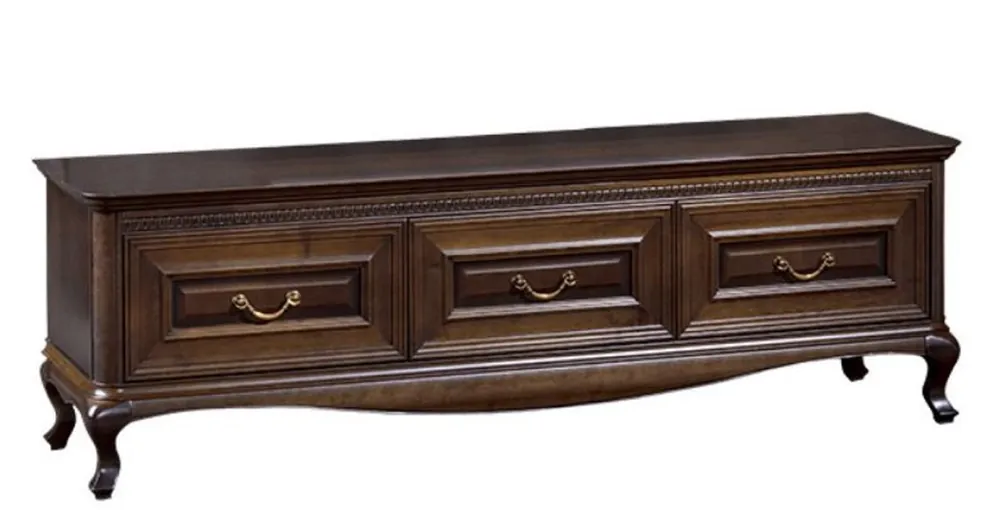 Zertifiziert Casa Padrino Armadio Televisione Art Nouveau di Lusso Marrone Scuro 165,9 x 45,6 x H. 52 cm - Mobile TV con 3 Cassetti - Mobili Soggiorno