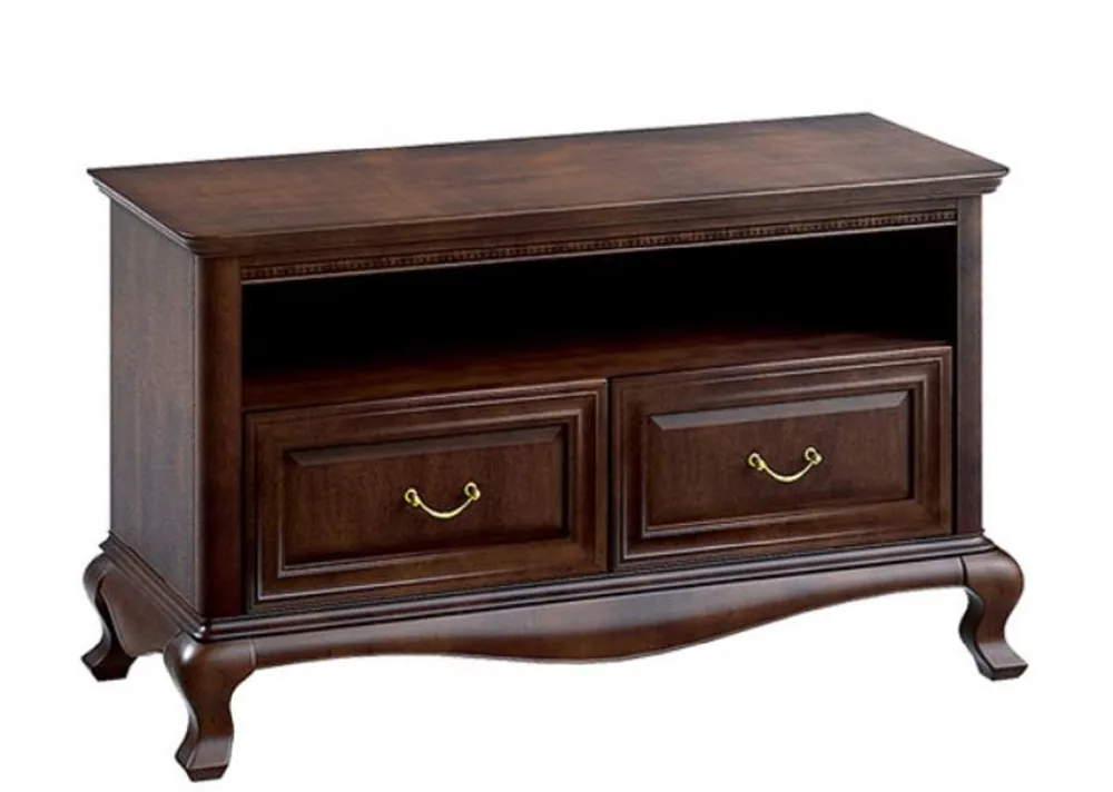 Casa Padrino Armadio Televisione Art Nouveau di Lusso Marrone Scuro 115,6 x 45,6 x H. 68,2 cm - Mobile TV con 2 Cassetti - Mobili Soggiorno Super-Preis
