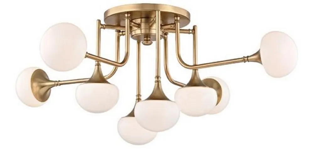 Casa Padrino Lampada di Copertura a LED di Lusso Ottone Anticato / Bianco Ø 92,7 x H. 36,8 cm - Lampada di copertura con Paralumi Sferici in Vetro - Qualità di Lusso Markenware