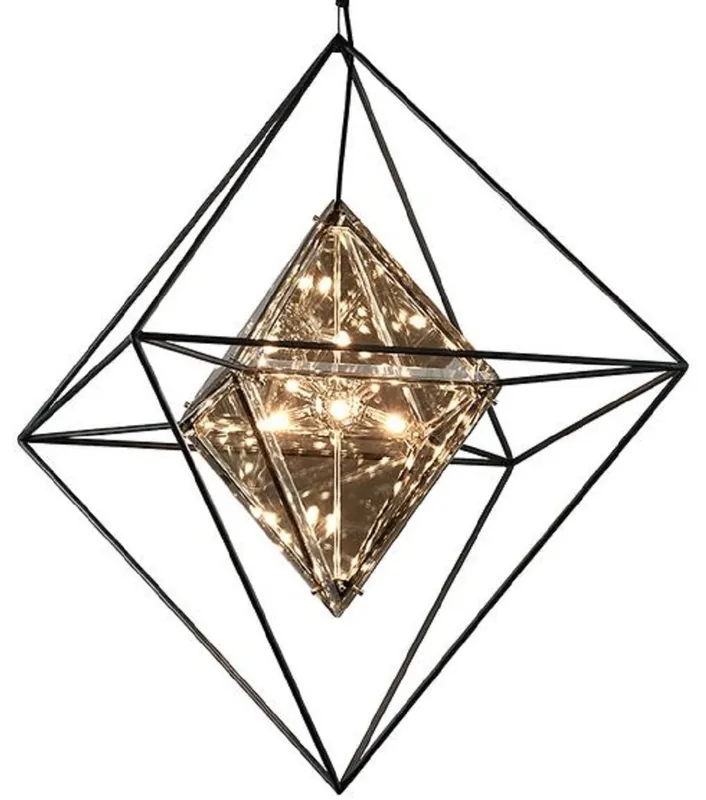 Sale Casa Padrino Lampada a Sospensione a LED di Lusso Nero 76,2 x 76,2 x H. 106,7 cm - Lampada di Design con Telaio in Ferro Battuto Lavorato a Mano