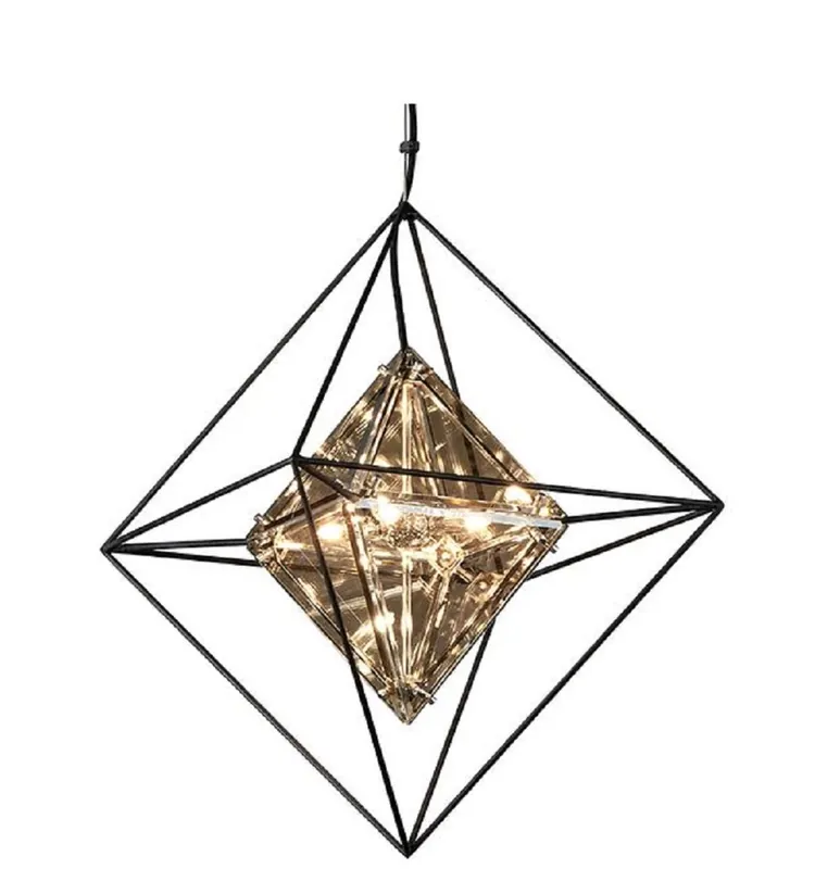 Kracherpreis Casa Padrino Lampada a Sospensione a LED di Lusso Nero 45,7 x 45,7 x H. 64,1 cm - Lampada di Design con Telaio in Ferro Battuto Lavorato a Mano