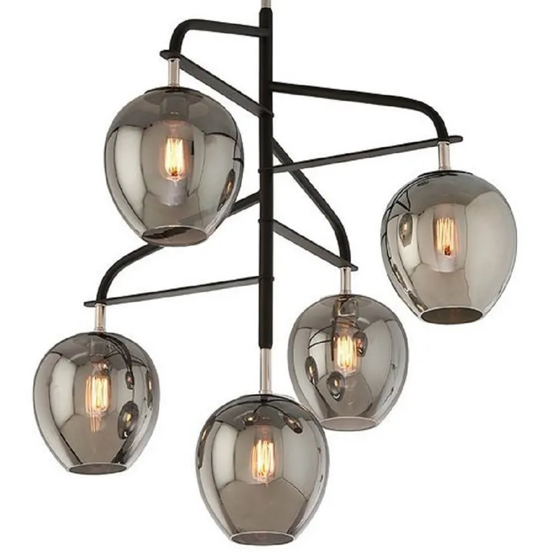Casa Padrino Lampadario di Lusso Nero / Argento / Grigio 90,2 x 90,2 x H. 97,8 cm - Lampadario con Paralumi in Vetro - Qualità di Lusso Kracherpreis