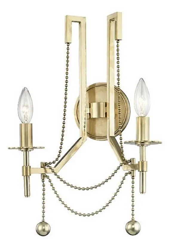 Sofort Bestellen Casa Padrino Lampada da Parete Doppia Art Nouveau di Lusso Ottone Antico 32,4 x 17,2 x H. 46,4 cm - Lampada da Parete con Perline di Metallo