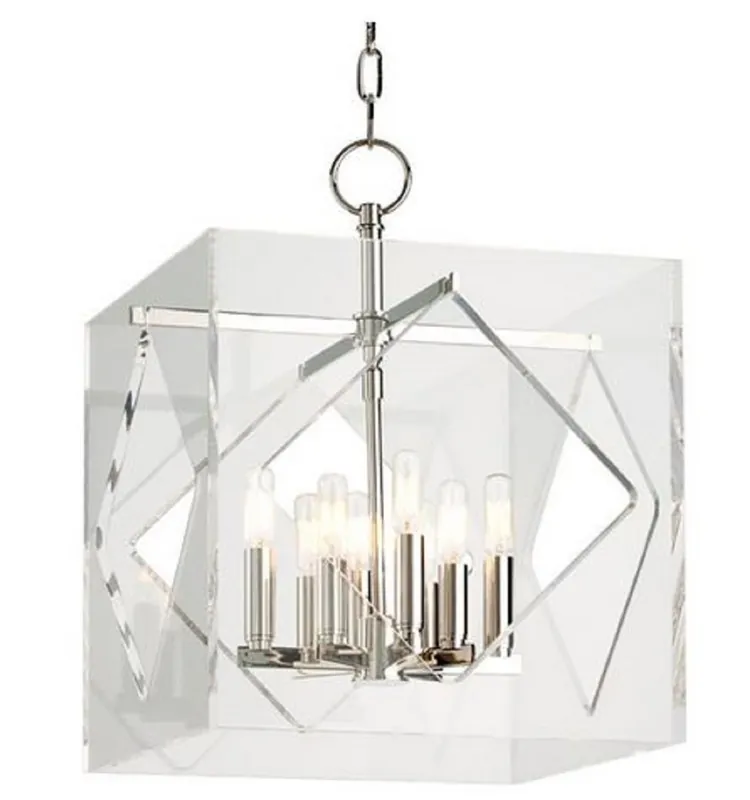 Super-Preis Casa Padrino lampada a sospensione di lusso argento 40,7 x 40,7 x H. 54,6 cm - Lampada a Sospensione a Forma di Cubo