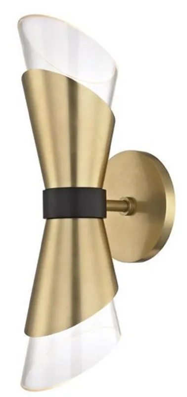 Casa Padrino lampada da parete LED doppia ottone antico / nero 12,1 x 14,6 x H. 38,1 cm - Collezione di Lusso Neu