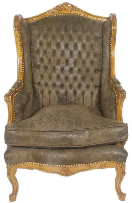 Casa Padrino Poltrona delle Orecchie Barocco Chesterfield Marrone Scuro / Marrone 83 x 83 x H. 110 cm - Mobili Barocchi Schnäppchen